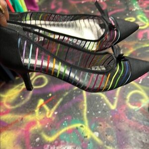 Stylish Black and Multicolor Women's Heels